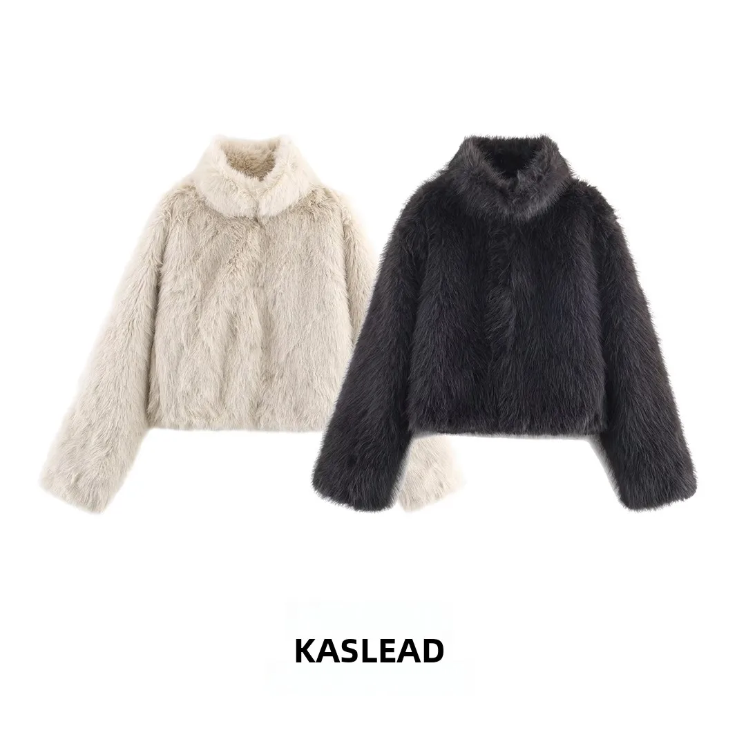 

KASLEAD New Women's Faion Synthetic Fur Effect ort Coat Sli Wind-resistant Polyester Fiber 00% Long Sve Coat