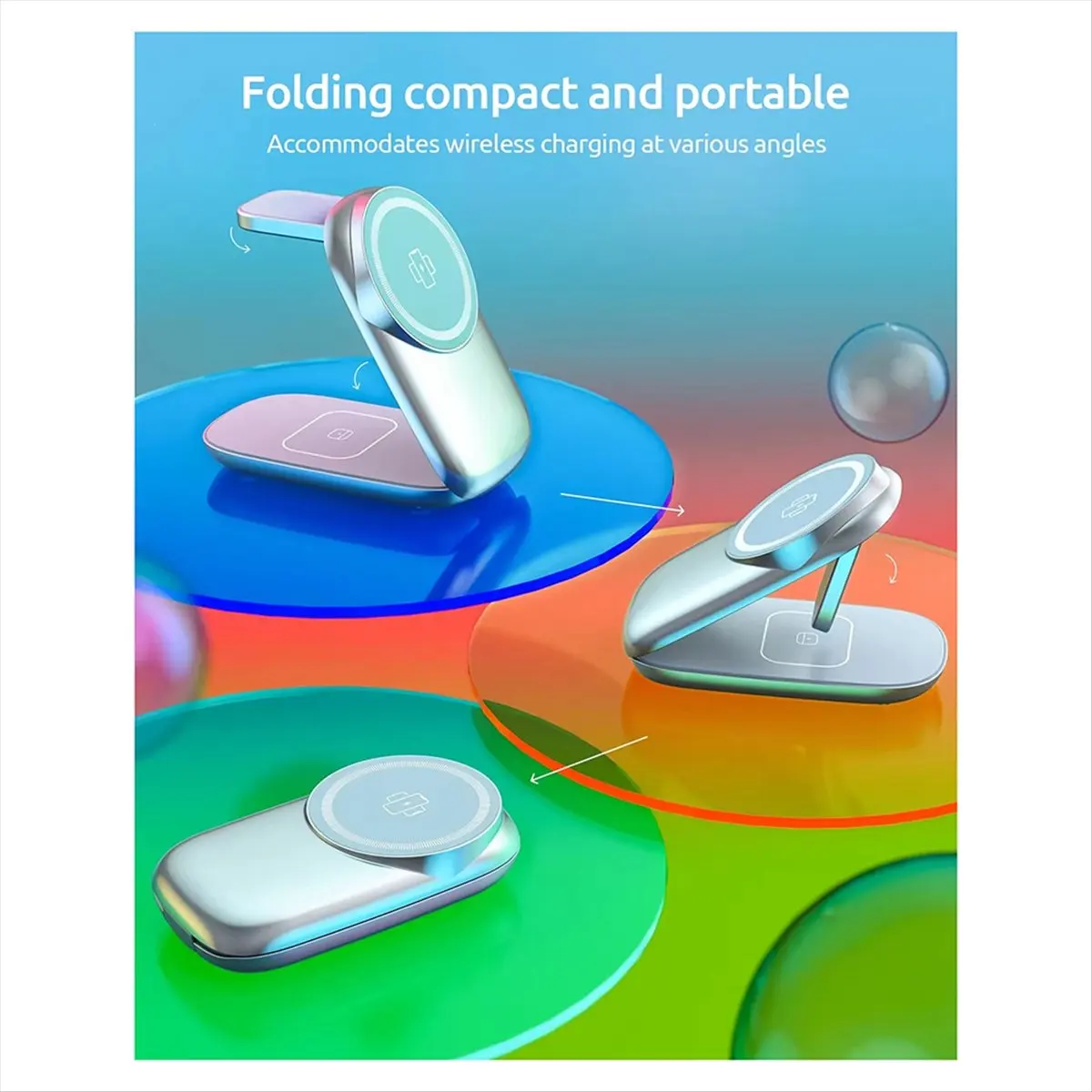 SPECIAL OFFER The Wireless Charger is Foldable, Mini and Portable Supporting 15W Fast Charging for Mobile Phones Grey