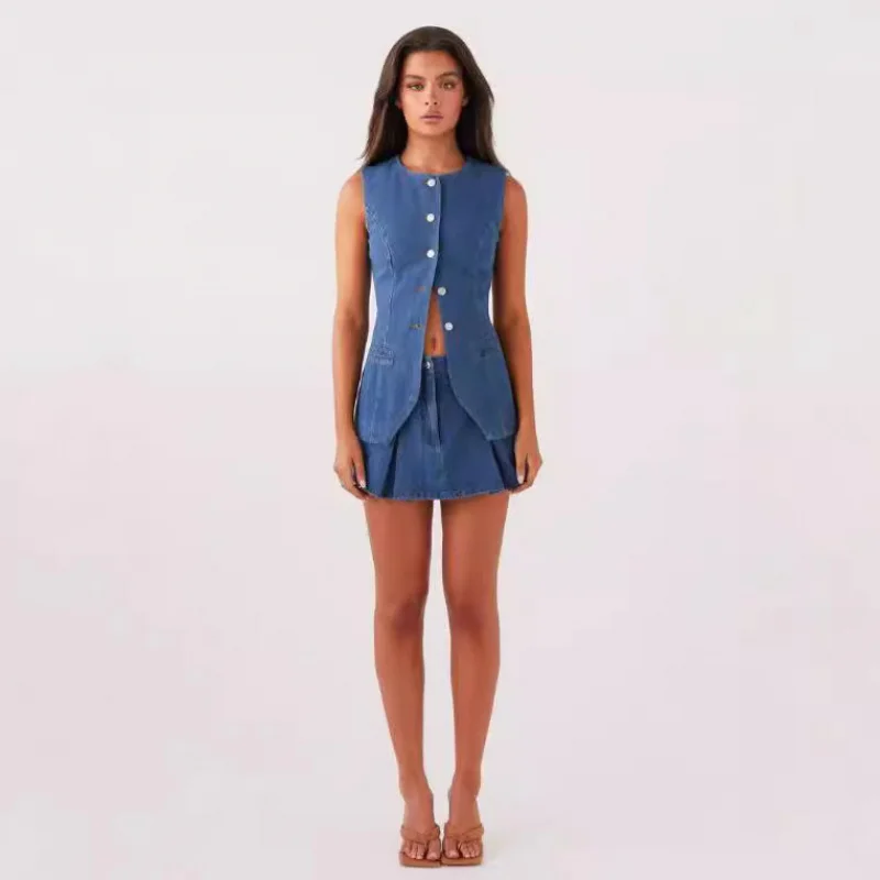 欧米風冬ファッションカジュアルノースリーブハイウエストレディース服ショートスカート