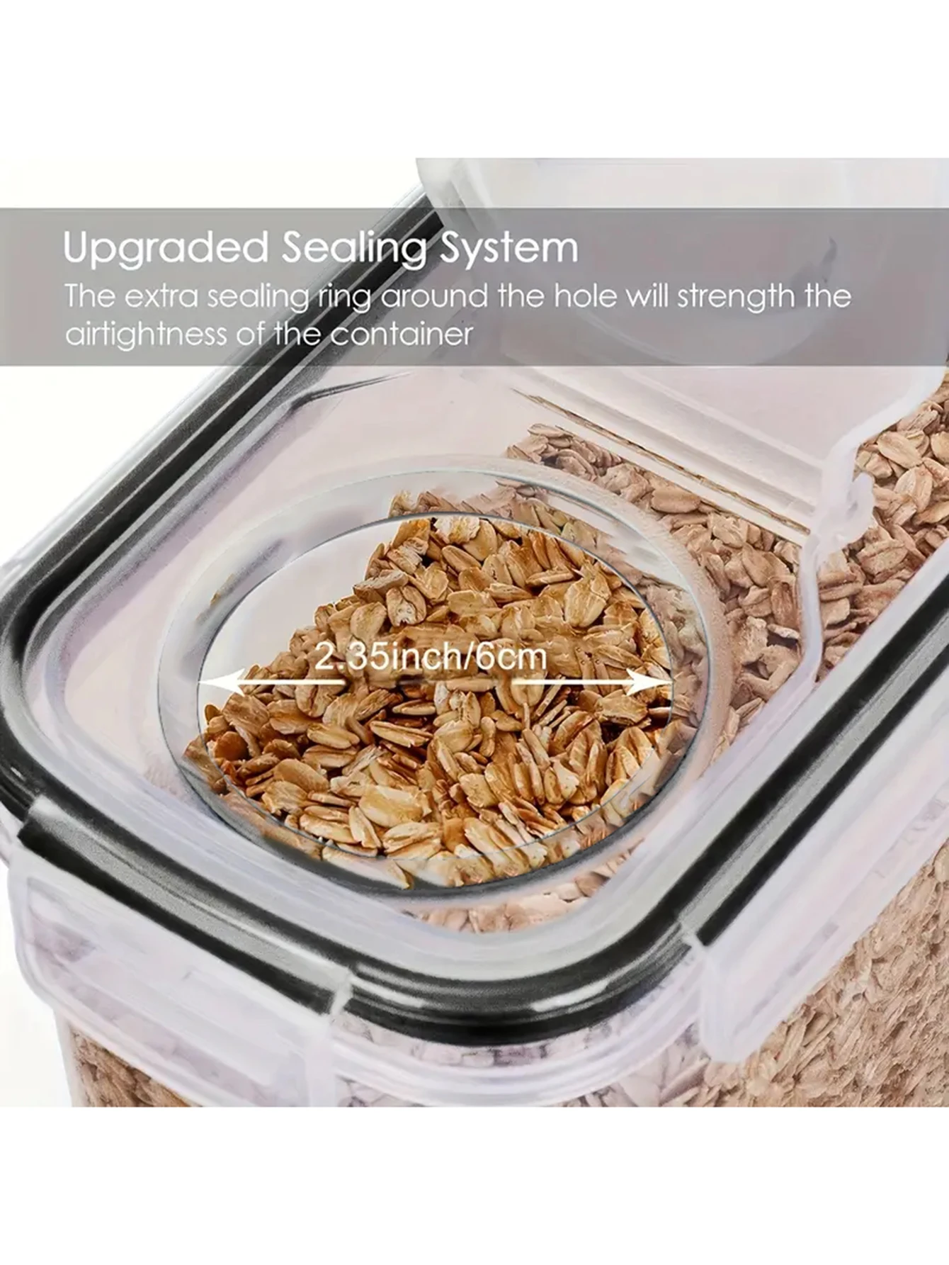 4 قطع خزان تخزين الحبوب سعة 2.5 لتر، منظم طعام دلو الأرز المقاوم للرطوبة، جرة بلاستيكية شفافة مختومة مع الحبوب والدقيق والمكسرات