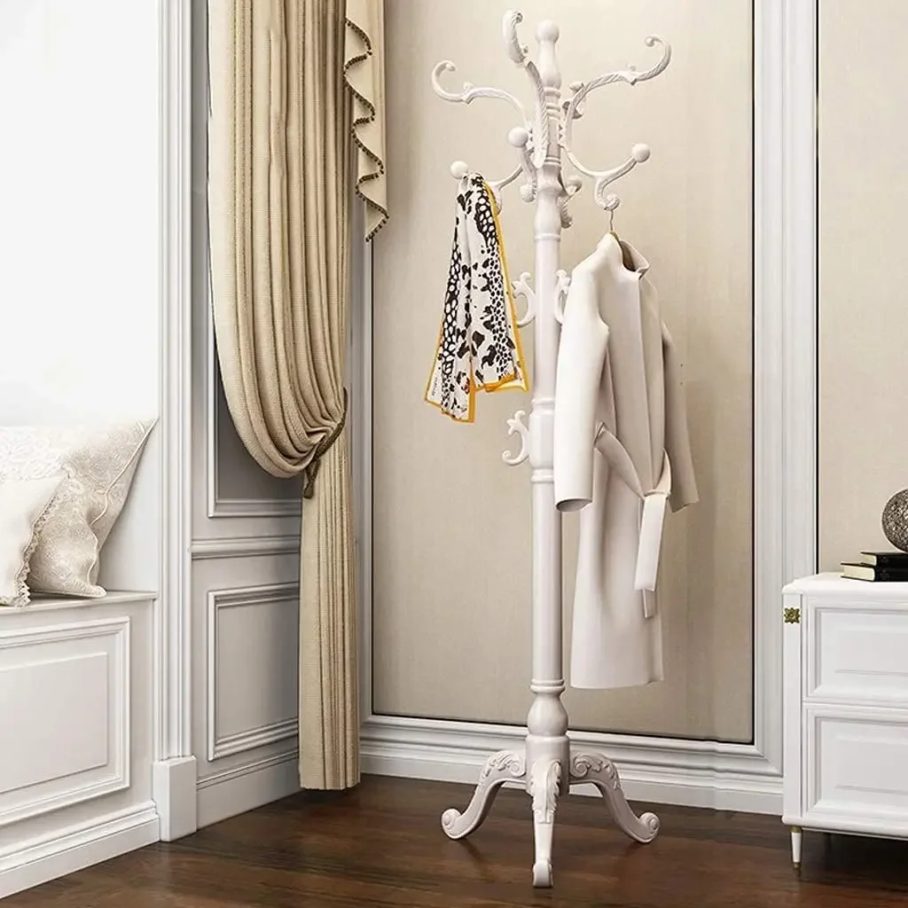 Coat Rack Home Office Hall High-Grade Wooden Tree Coat Rack Stand, Wooden Coat Rack Stand with 14 Hooks, 3 Tier Free Standing Co