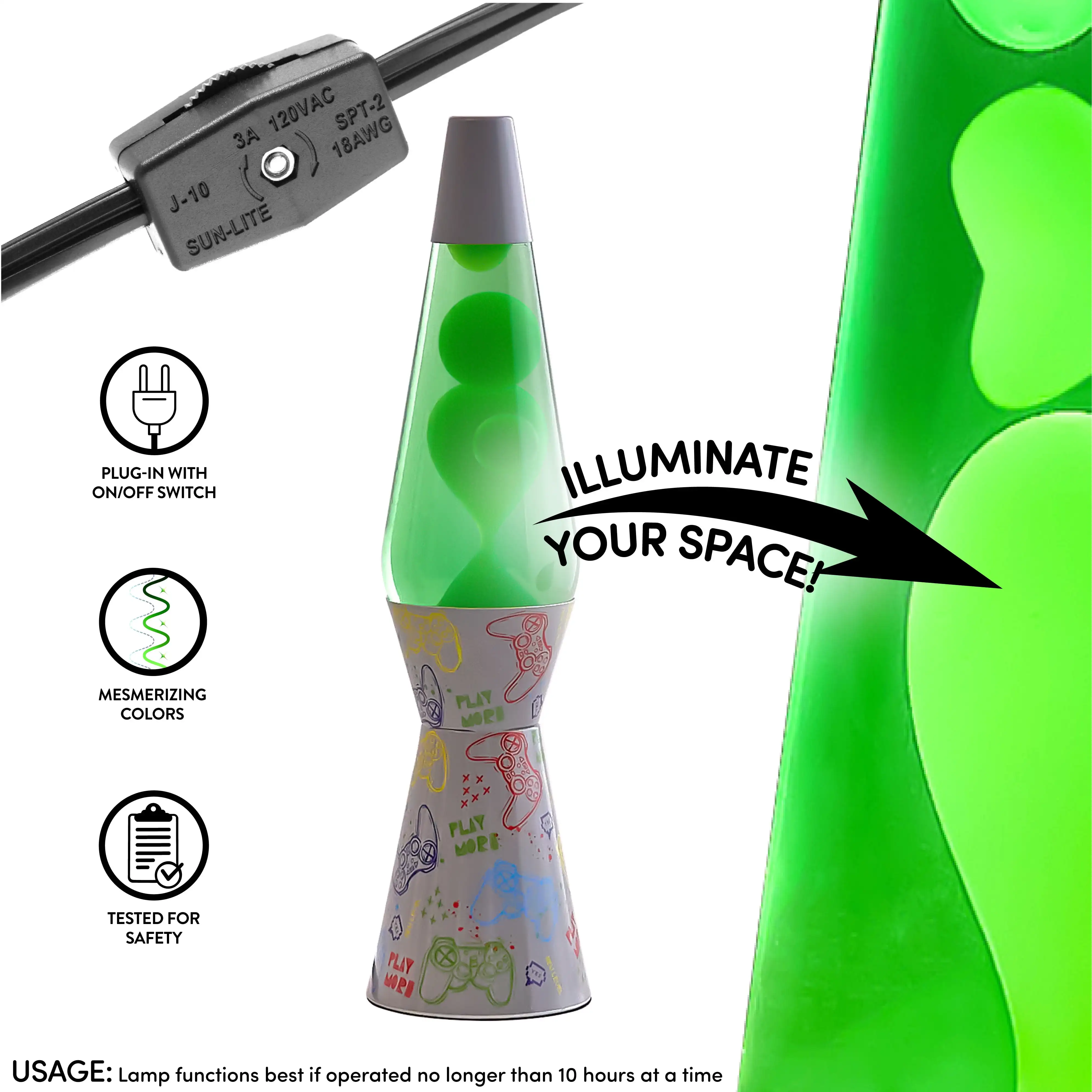 Gaming Lava Lamp with Mesmerizing Motion, Relaxing Ambiance for Gaming Setups, Bedrooms, Desks | 16" H with Bulb Included