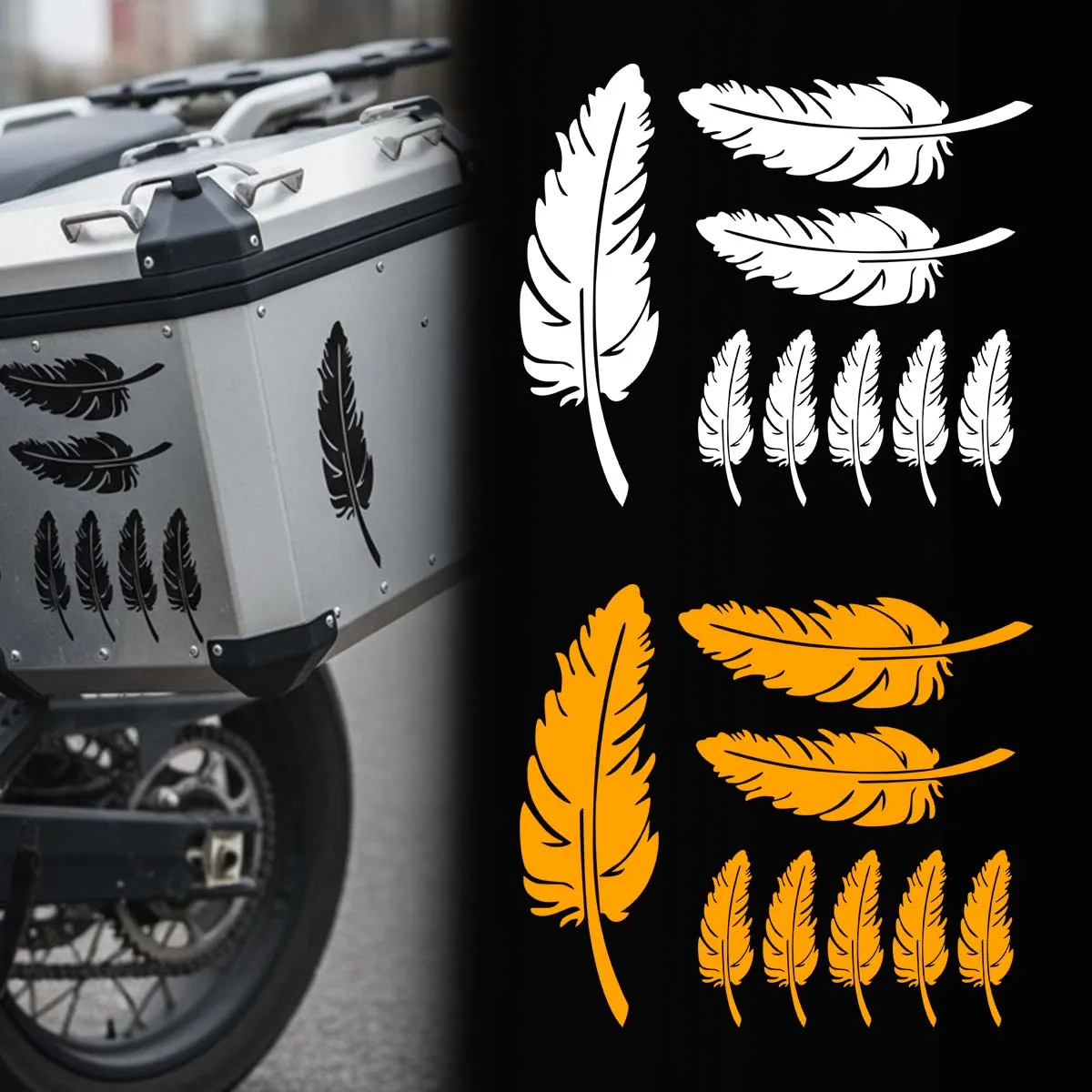 

Светоотражающие наклейки с перьями для мотоцикла, моторный шлем, топливный бак, хвостовая коробка, декоративные виниловые наклейки, аксессуары для мотоциклов, наклейка