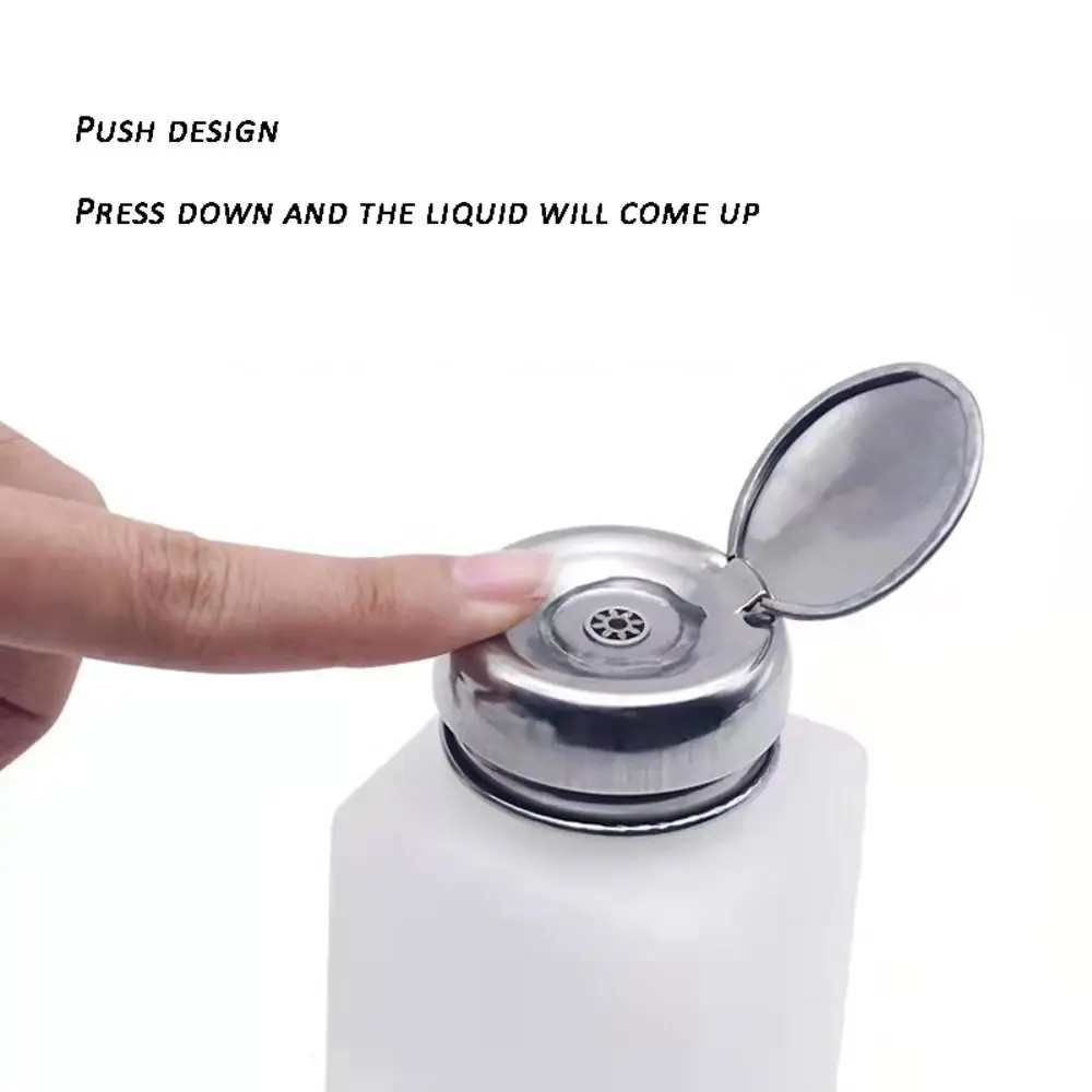 100/200/250ML Empty Nail Polish Remover Bottle Liquid Alcohol Press Pump Refillable Sample Bottles Portable Dispenser Containers