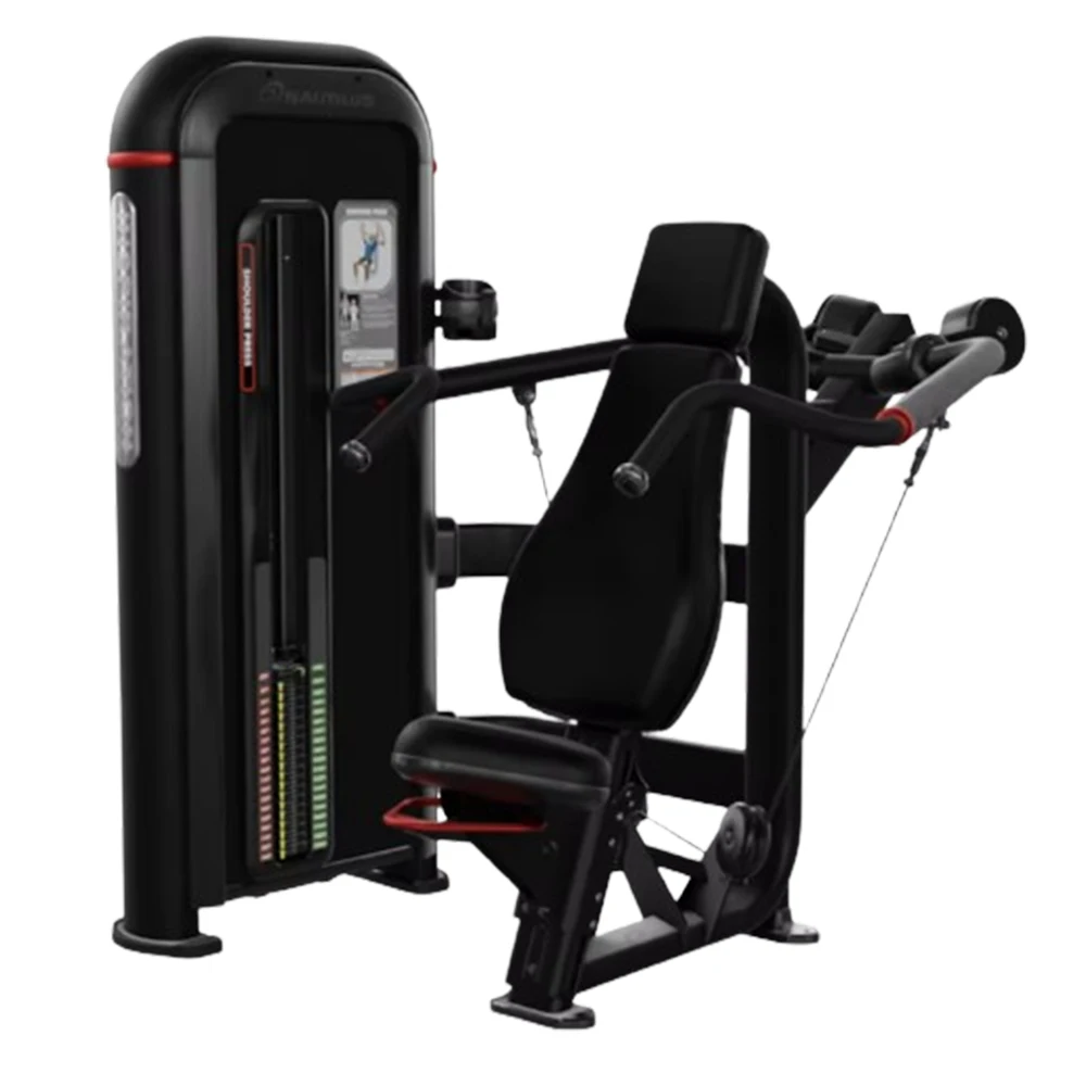 Commercial Gym Shoulder Press Machine Wrap-Around Gas Assist Seat Adjust Flipping Weight Selection Gym Equipment Isometric Press