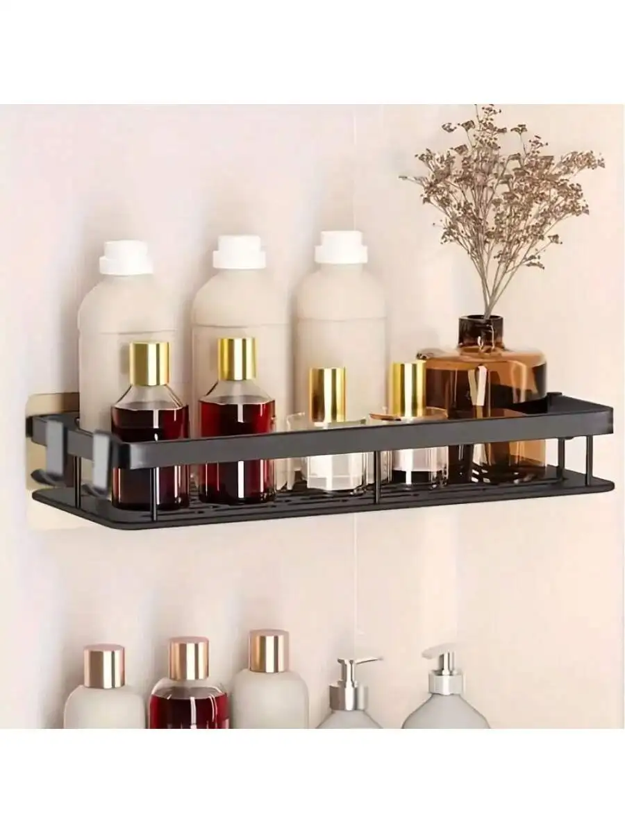 

1 шт., простая в установке настенная полка большой емкости, без дрели + 2 шт., отшелушивающие перчатки для душа