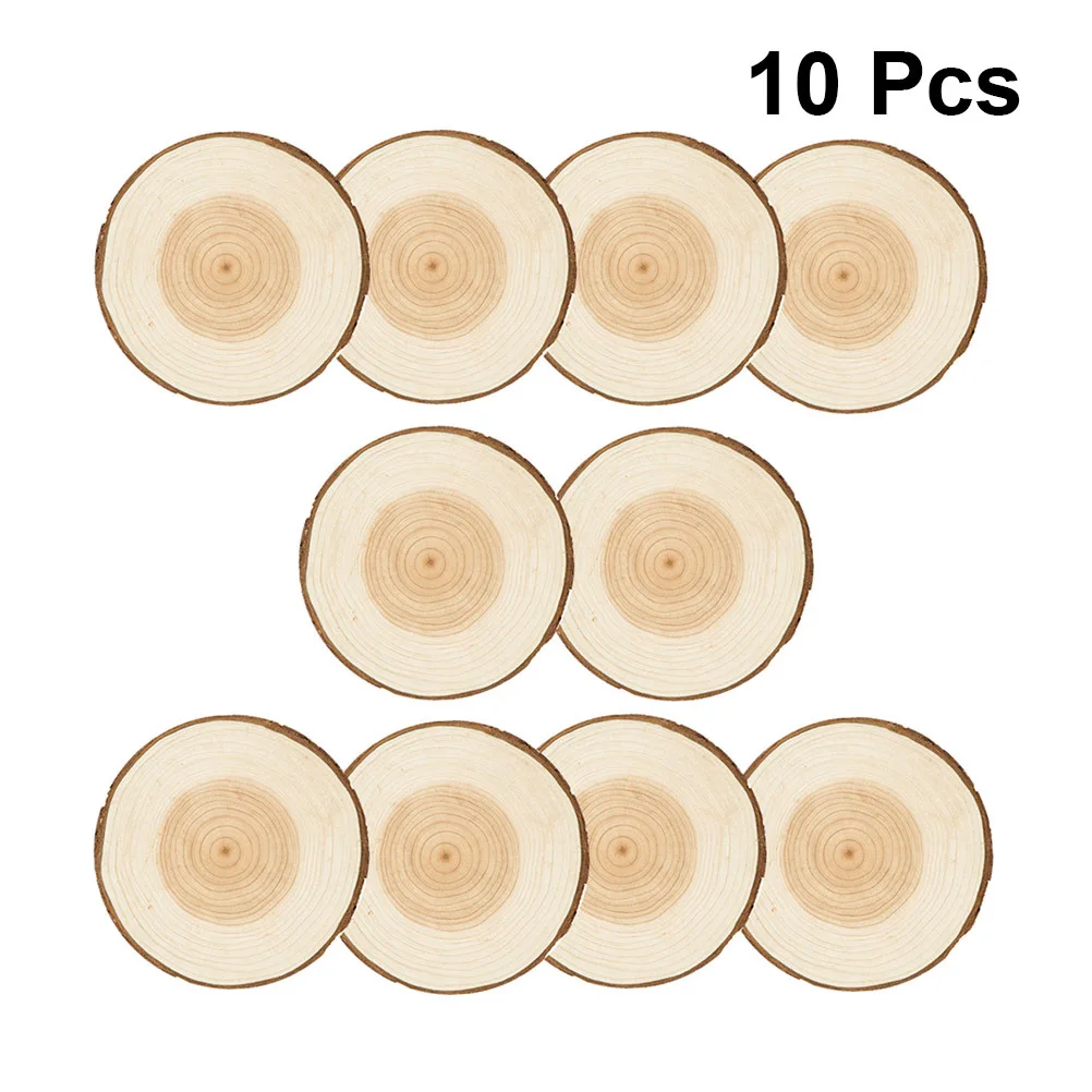 

10pcs Natural Cedar Wood Slices With Bark Round Diy Wooden Discs For Painting Crafts Handicraft Supplies Tree Bark
