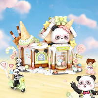 LOZ panda Building Blocks  toys  Ice cream Shop Retail Store Architectures model Assembly Toy Christmas Gifts for Adult