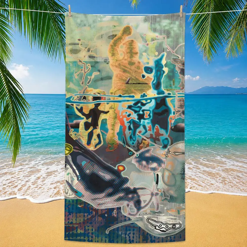 Art Abstract Open Mind Art Towel Polyester Beach Towel Quick Dry Sand Free Bath Towel for Summer Pool Travel Vacation
