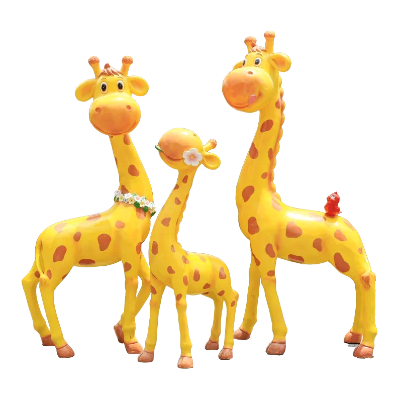 

Fiberglass Cartoon Giraffe Animal Sculpture Outdoor Garden Decoration
