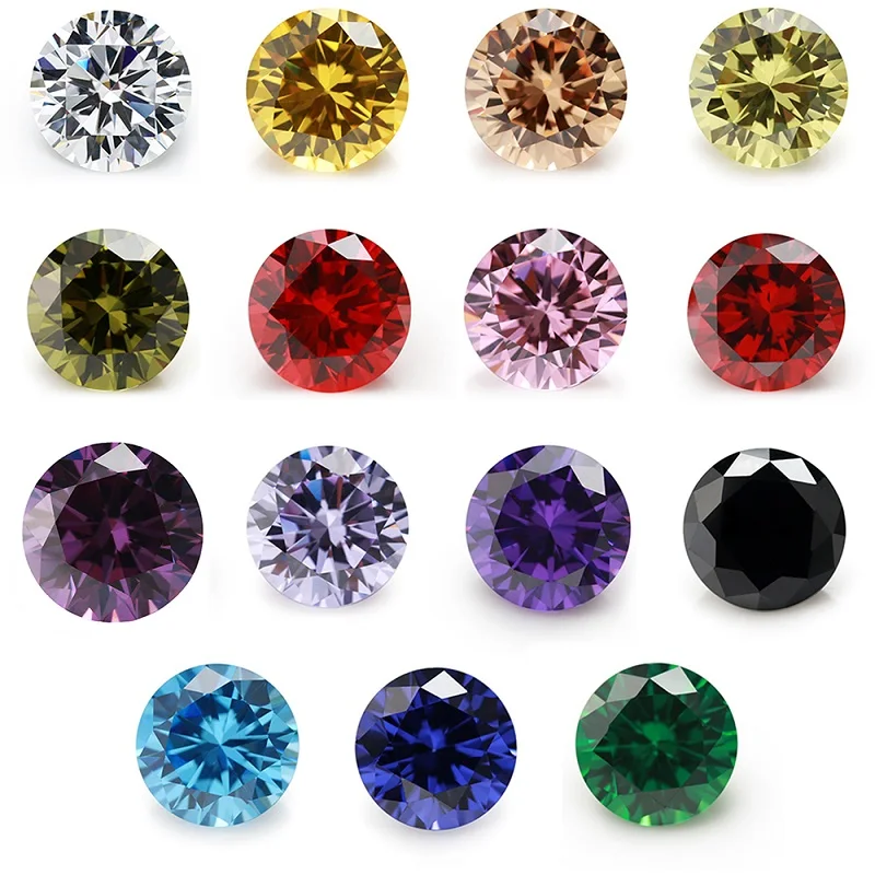 1PCS Per Colors Total 15pcs/12pcs CZ Stone 4.0mm~7.0mm 5A Round Cut Loose Cubic Zirconia Synthetic Gemstone for Jewelry