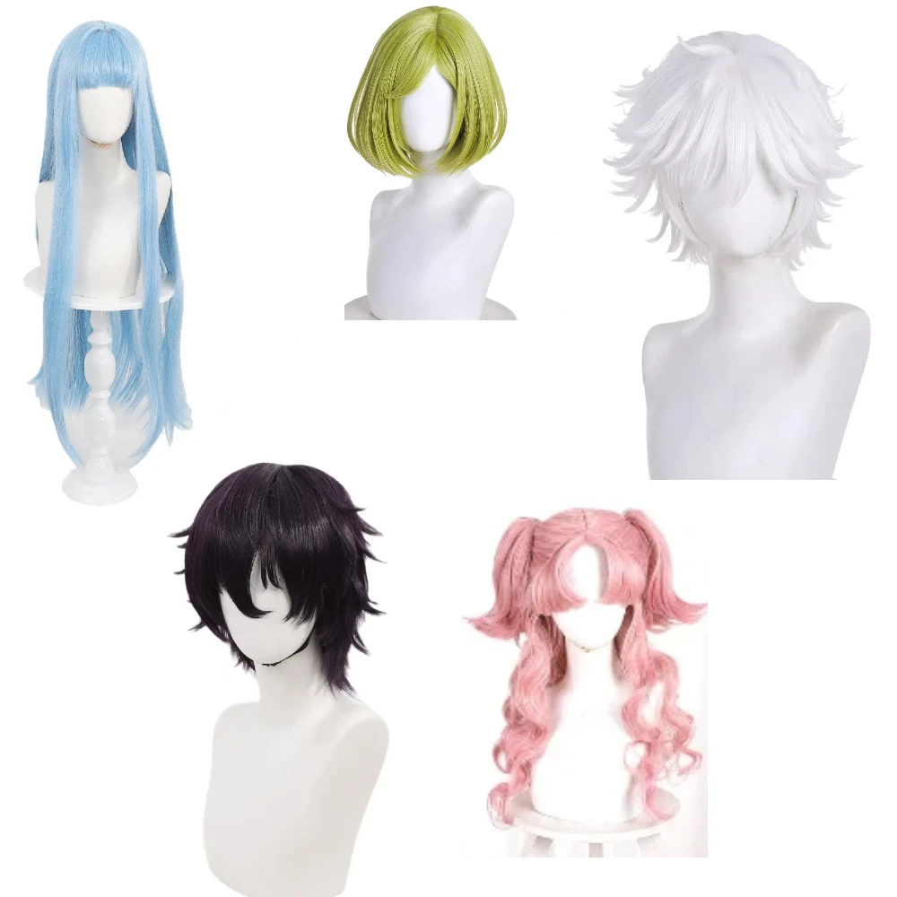 Anime Hexenhut Atelier Cosplay Perücke Tetia Rosa Farbverlauf Halb Hochgefrischt Doppelter Pferdeschwanz Kokosgras Grün Seitlicher Scheitel Halloween Cosplay Haar