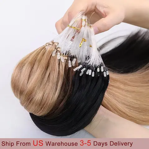 Micro Loop Human Hair Extensions Easy Install At Home Micro Loop Hair Extensions P4-27 Straight 30g/pack 16inch Hair Extenions
