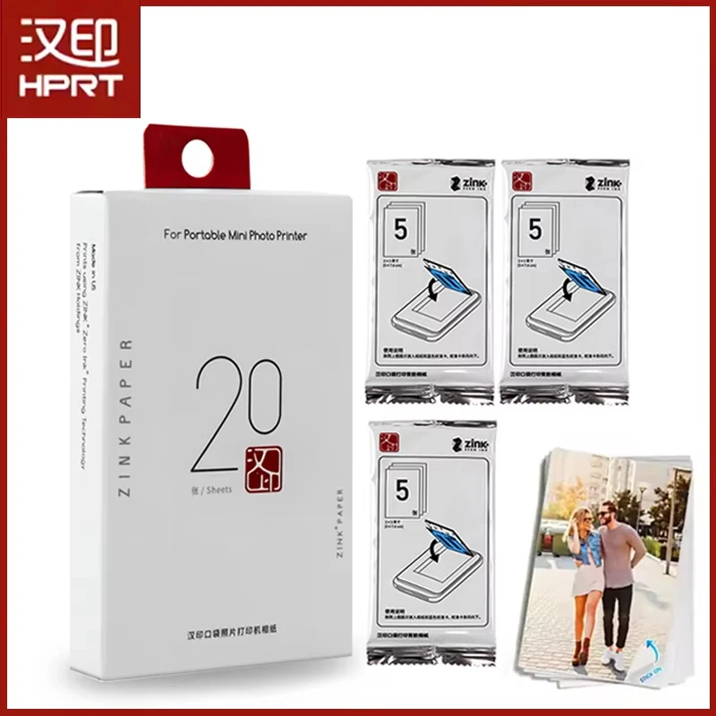 

HPRT Sticky-Backed Photo 10/20/40pcs Self-Adhesive Photo 2x3Inch Color Photo Paper For MT53 Mini Photo Printer Photo Printing