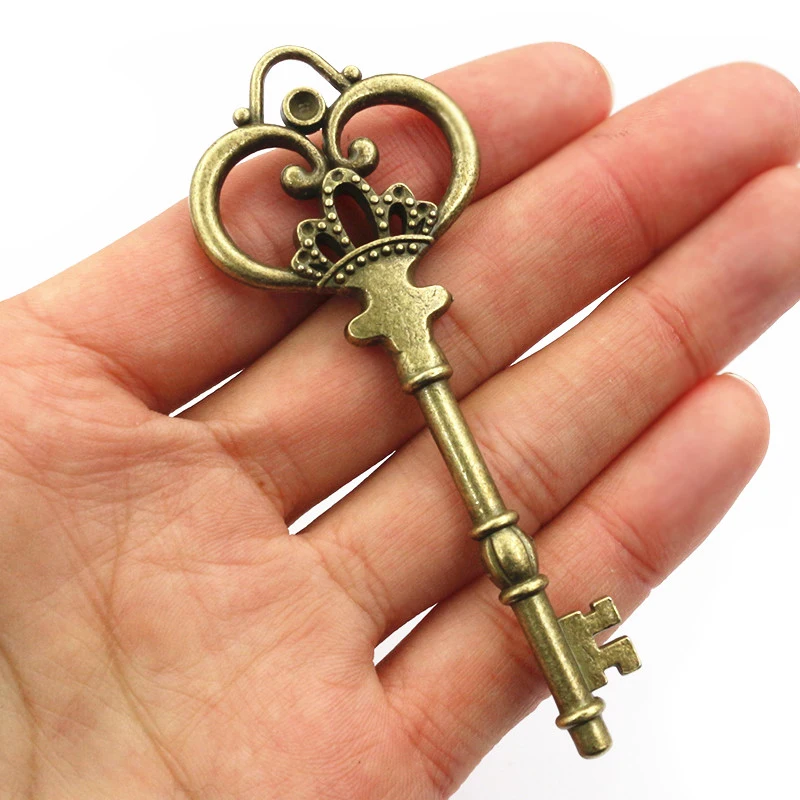 84x33mm 1pcs Antique Bronze Silver Plated Key Handmade Charms Pendant:DIY for bracelet necklace