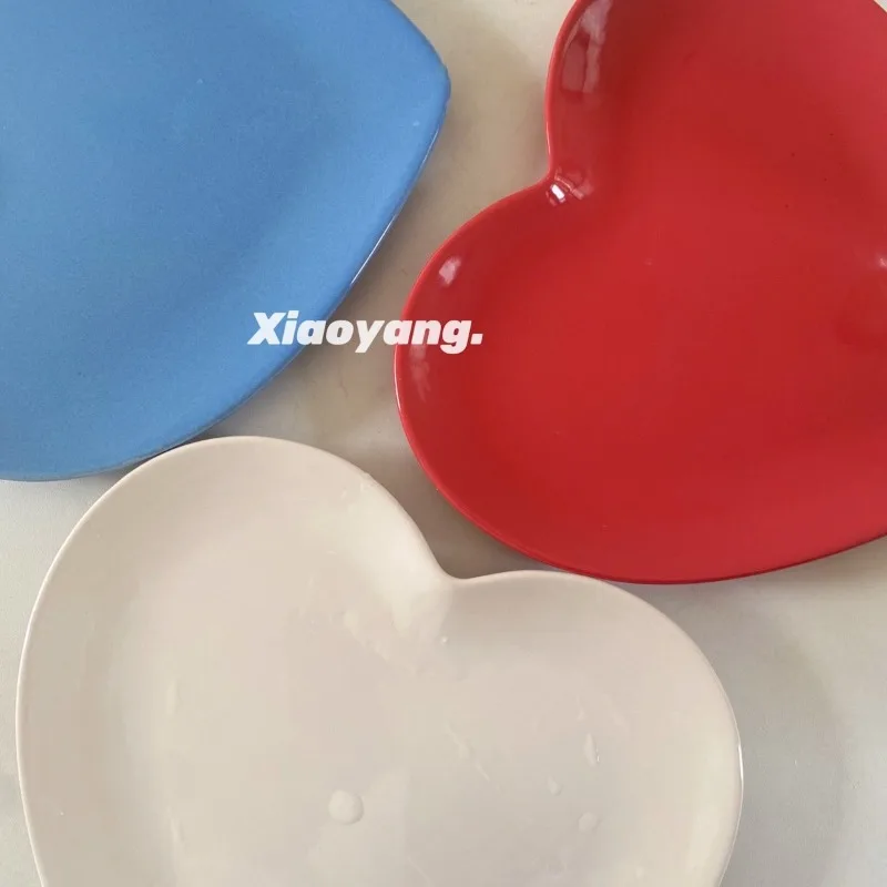 Cartoon Cute Heart Shaped Ceramic Plate Shaped Love Salad Plate Home Breakfast Bread Omelette Dishes Tableware Kitchen Utensils