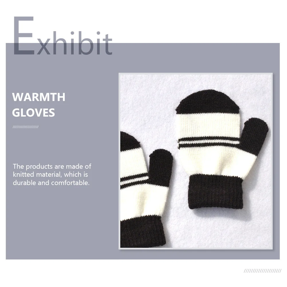 

5Pairs Children Warmth Gloves Boys Girls Full Finger Knitting Mitts Winter Outdoor Wear-Resistant Gloves Winter Mitts