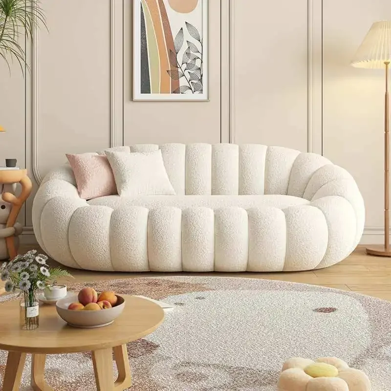 AALight luxury pumpkin lazy sofa chair double lamb wool, rotatable leisure chair