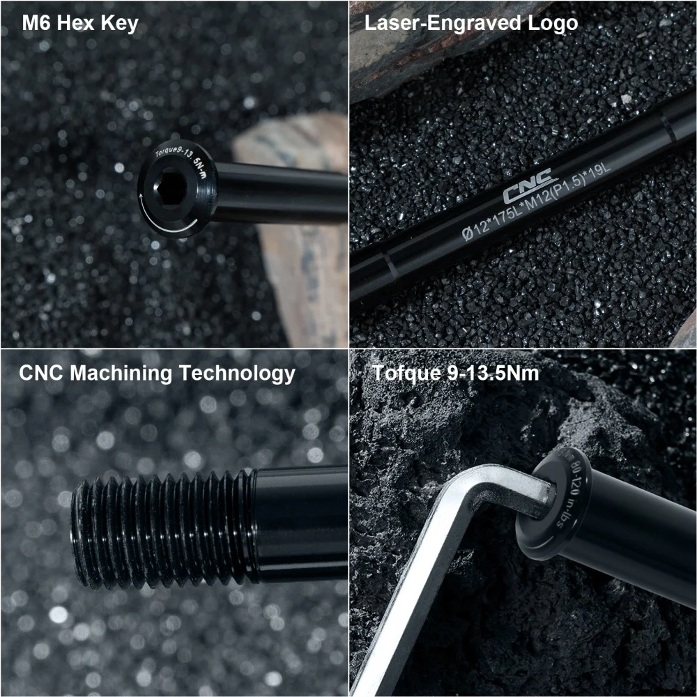 CNC-Fahrrad-Hinterachse, M12 X 1,5 Gewinde, passend für MTB-Rennräder, Längenoptionen: 23, 126, 142, 148, 157, 162, 168, 171, 175, 181 mm. – Detail 6