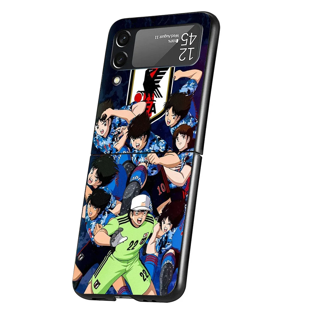 Captain Tsubasa Anime Case Phone Cover for Samsung Galaxy Z Flip 6 5 4 3 5G ZFlip6 ZFlip5 ZFlip4 ZFlip3 Black Hard Trend Fundas