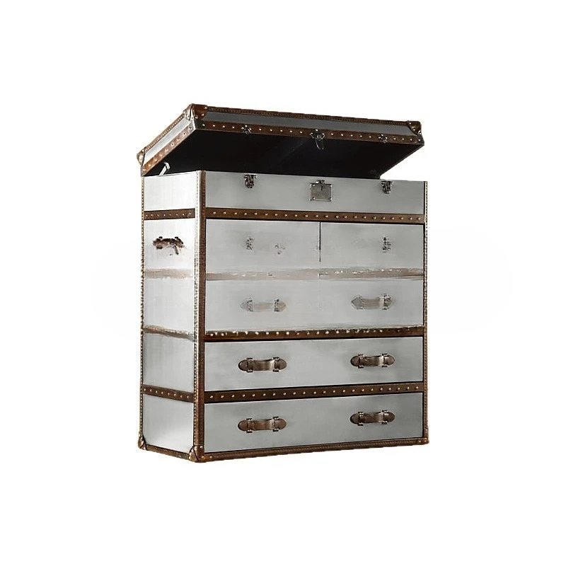 Medieval style bucket cabinet, retro style creative six-draw cabinet belongs to aluminum leather creative storage cabinet