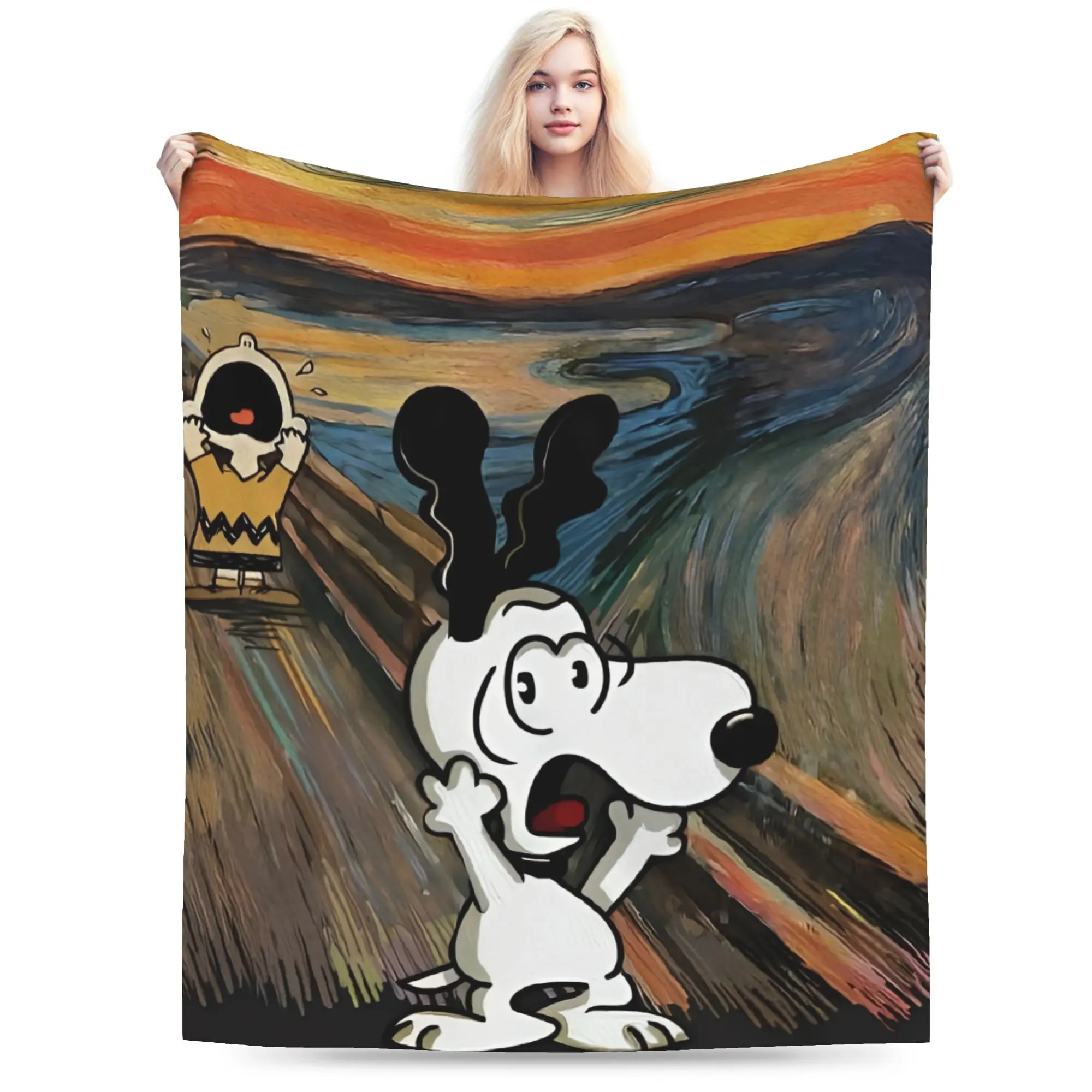 Scream Snoopys Flannel Blanket Autumn Soft Bedding Throws for Kids Home Decor Novelty Bedspread Sofa Bed Cover