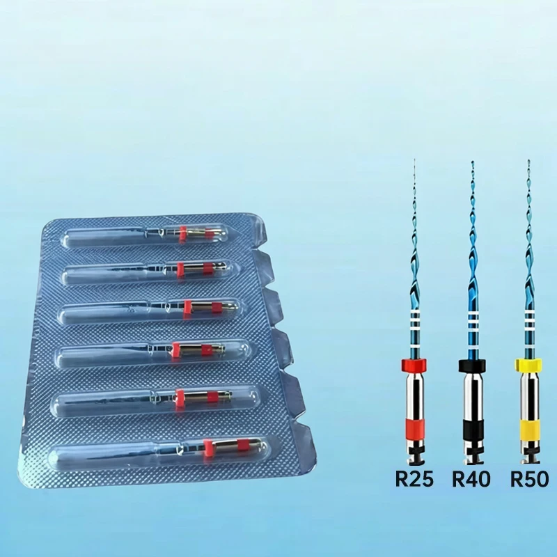 4PKS Fils de canule dentaire réciproques bleus R25/40/50, Fils de canule rotatifs endodontiques activés par la chaleur, Instrument dentaire