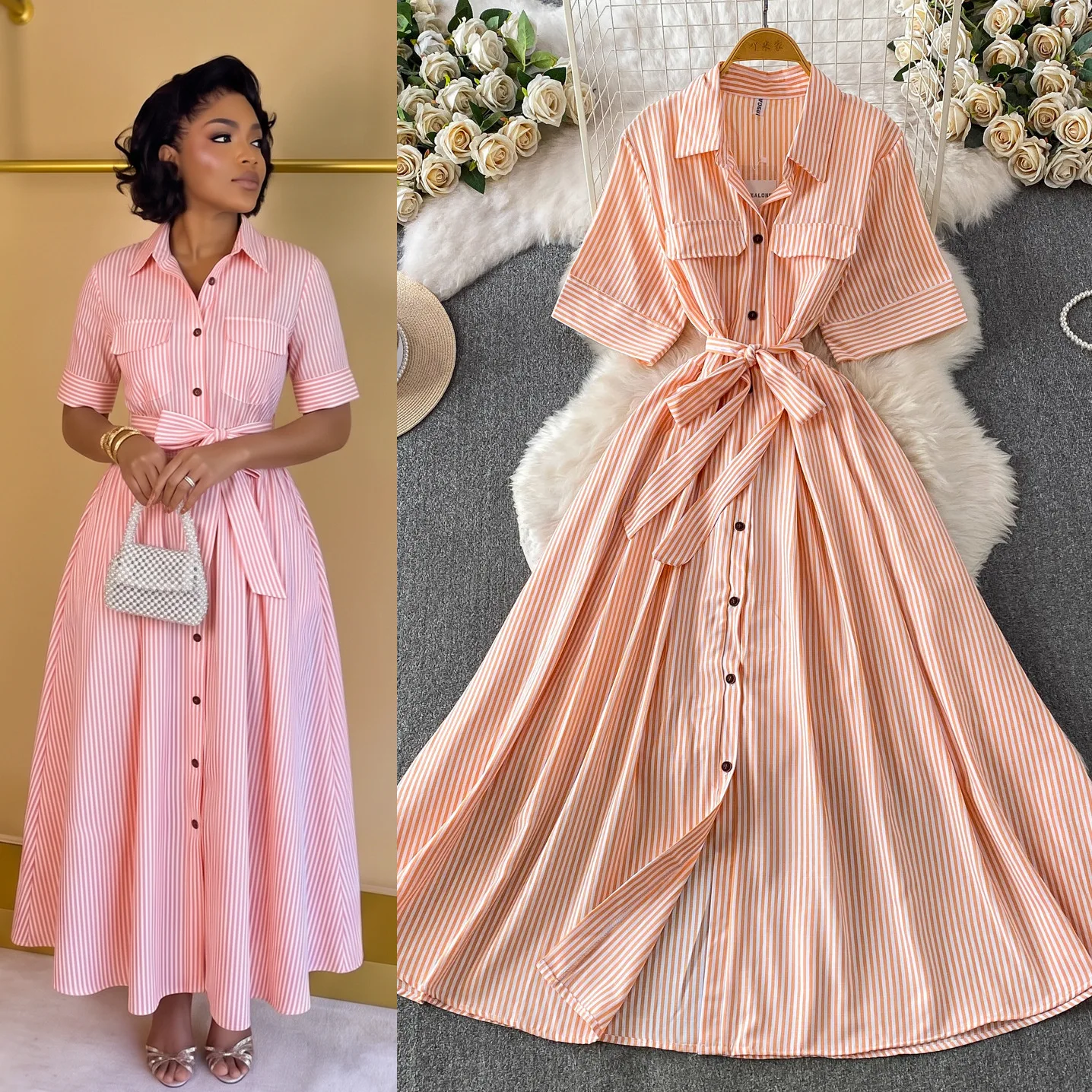 Korean-style Lady Cloth Random Strip Clothes With A Cool And Elegant Vibe, Featuring A Single-breasted Design, A Fixed Waist, An