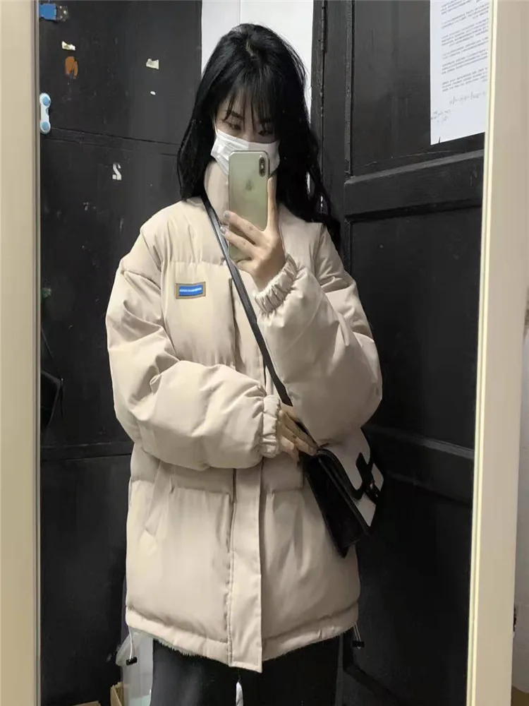 Cotton Padded Clothes Women's Winter 2022 New Korean Style Stand Collar Retro Coat Thicken Warm Outerwear Female