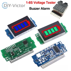 3.7V Lithium Battery Capacity Indicator Module 4.2V Electric Vehicle Battery Power Tester Module Display Board 1-8S 1S/2S/3S/4S