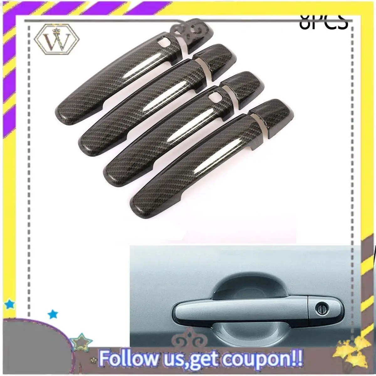 

ABXV-Car ABS Carbon Fiber Door Handle Cover Chrome Trim For Suzuki Swift Vitara S-CROSS 2012-2018 Car Styling