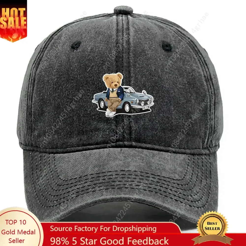 

Bear Car Print Baseball Cap Animal Dad Hat Adjustable Sun Hat Men Women Urban Style Hiking Travel Sports Hat Sun Protection