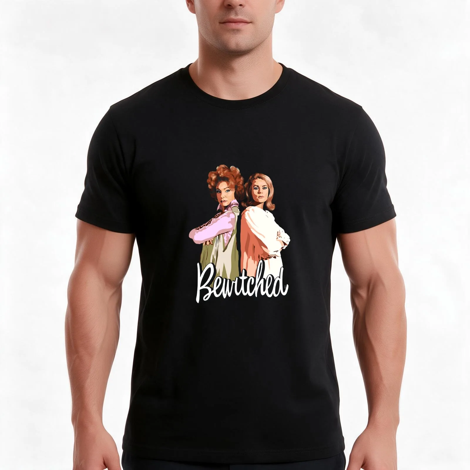 Bewitched. Samantha Darrin and Endora. T-Shirt, Summer Casual Cotton Tee, Oversized Streetwear Tops, Vintage Graphic Print