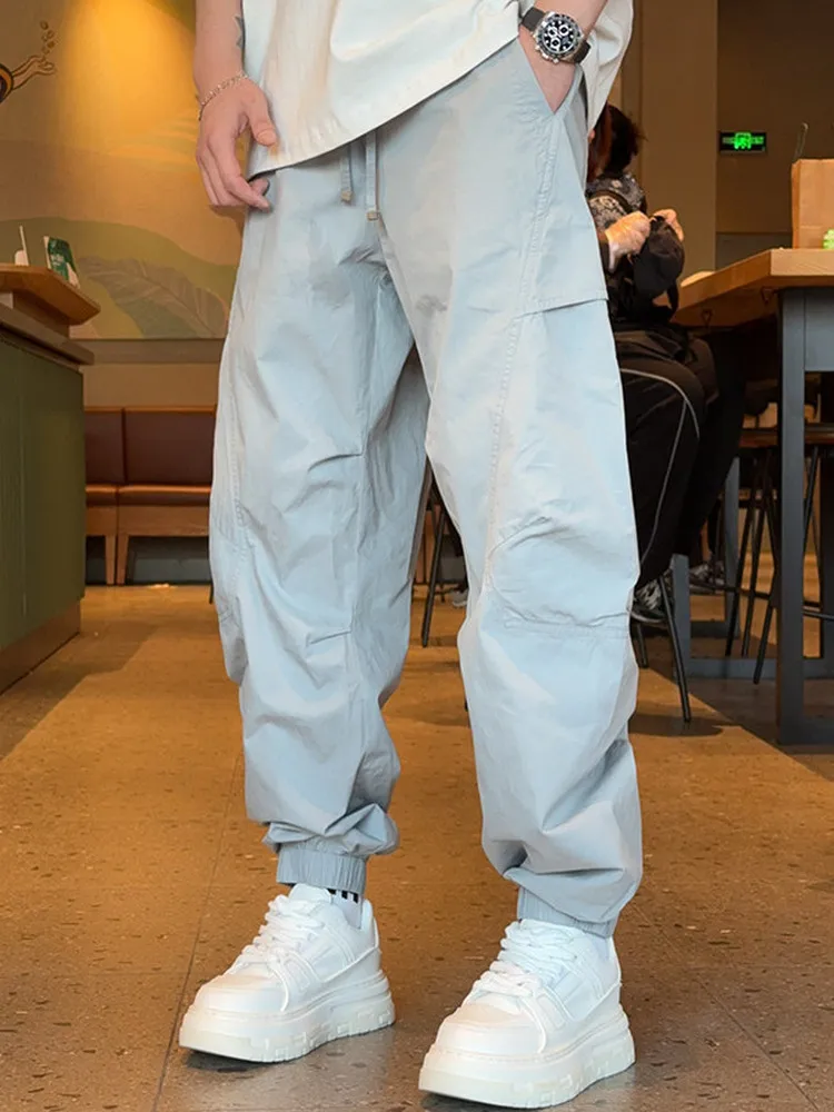 Men's Summer Thin Loose Trousers Casual Harlan Pants Fashionable Brand Quick Dry 3D Cutting Workwear Trousers Polyester Fiber