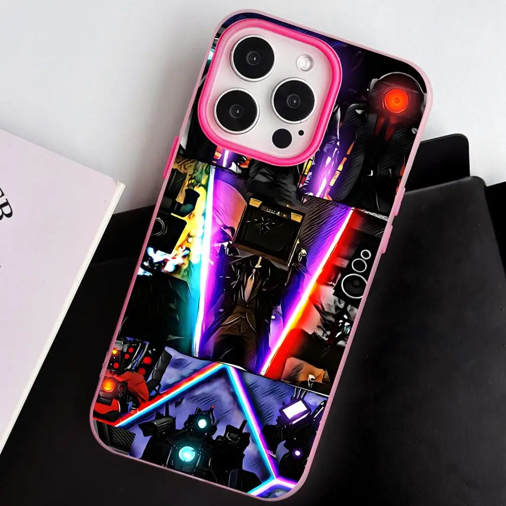 

Skibidi Toilet TV Camera Man Phone Case for iPhone 17 16 15 14 13 12 11 Air Pro Max Plus Jelly Double layer Rose Red Cover