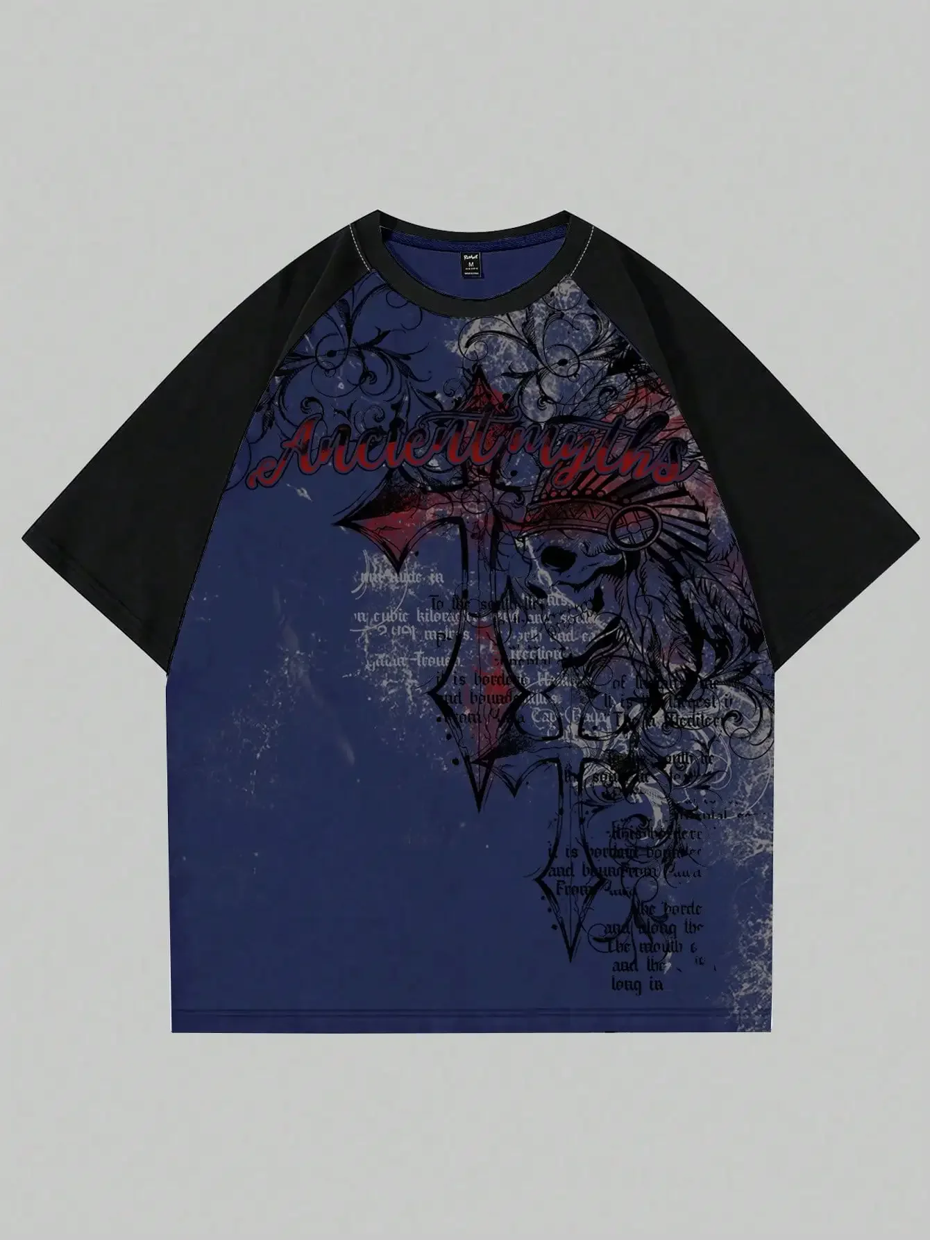 

Мужская готическая повседневная футболка с коротким рукавом и круглым вырезом, с принтом креста и черепа