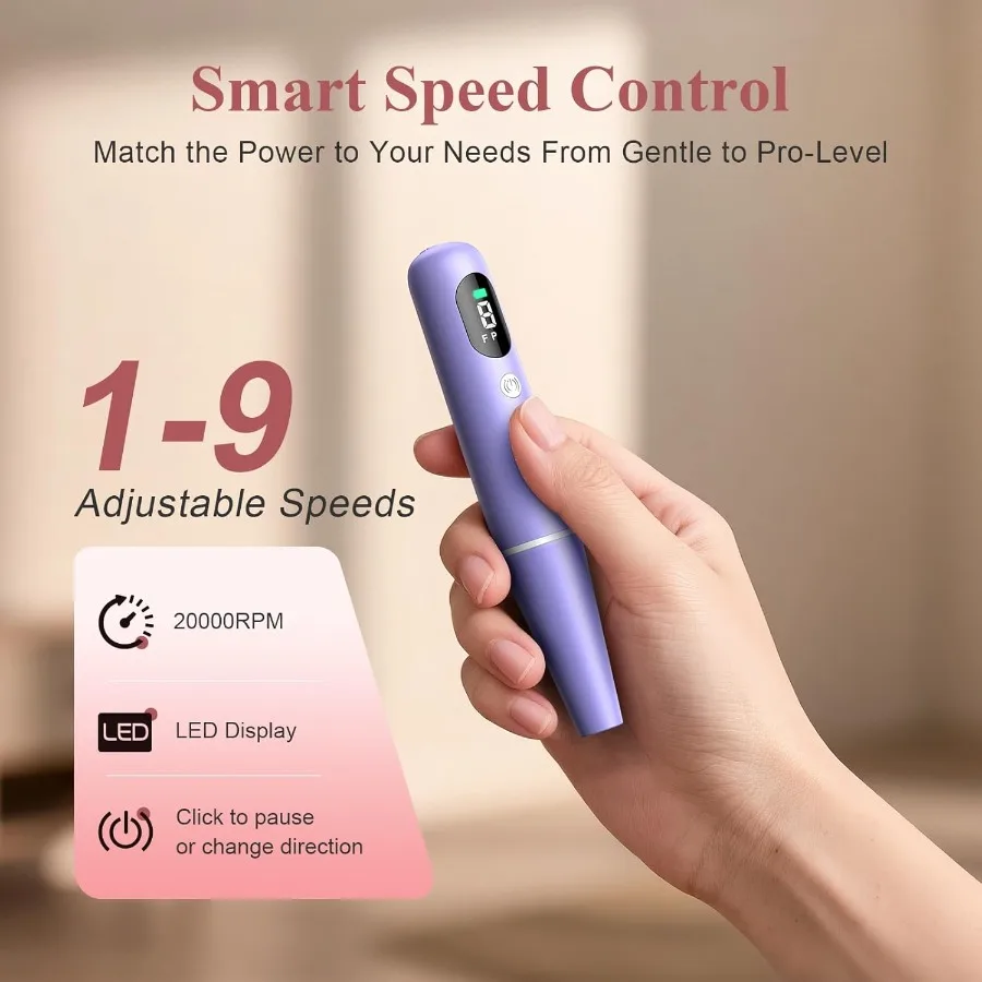 Perceuse à ongles sans fil lime à ongles électrique professionnelle sans fil pour Gel acrylique Dip poudre outil de forage à ongles Portable pour les femmes Rech