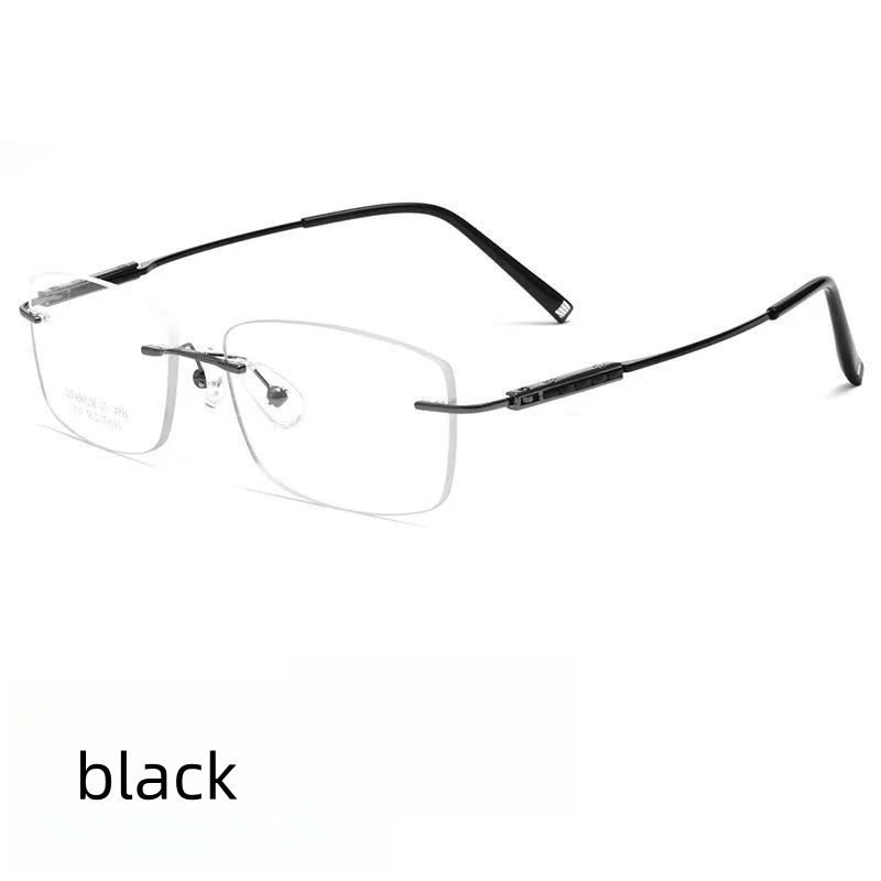 moojolo 56mm New Ultra-light Business Square Eyewear Fashion Retro Pure Titanium Optical Prescription Rimless Glasses Men Z10WK