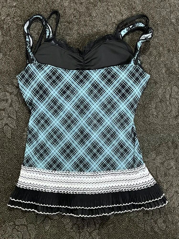 Y2K ريترو خمر المرأة منقوشة شبكة المرقعة الدانتيل تي شيرت Harajuku الشارع الشهير سليم صالح القمم القوطية ثقافة فرعية عادية مثير تيز