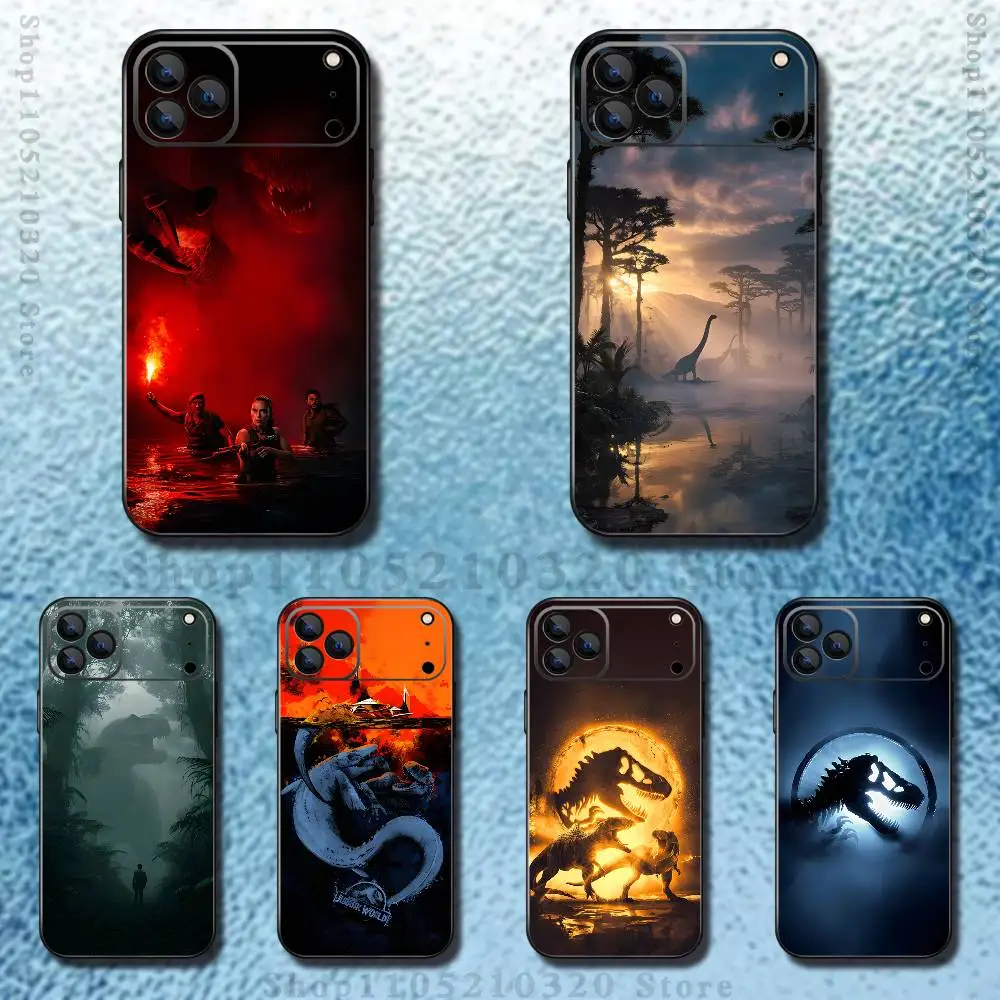 

J-Jurassic Park D-Dinosaur World Phone Case For iPhone17,16,15,14,13,12,11,Pro Max,XSX,,XR,SE,Mini,8,7,Soft Silicone Black Cover
