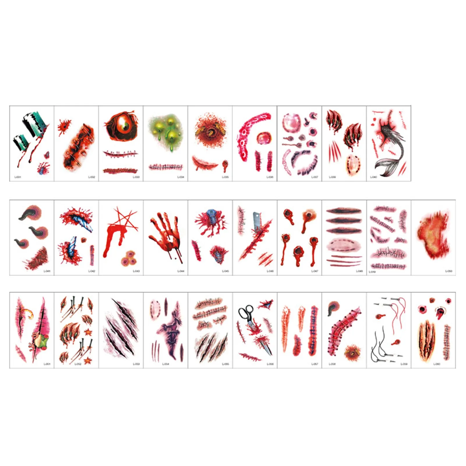 30 sztuk/zestaw impreza z okazji Halloween tymczasowe tatuaże Zombie makijaż blizna rana krwawienie naklejki z tatuażami dzieci kobiety mężczyźni Cosplay