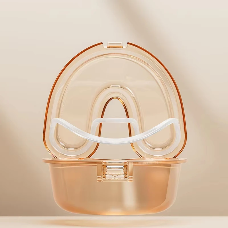 U-Shaped Portable Dental Brace Storage Box Eco-Friendly PC Material Easy to Clean Sealed Silicone Ring False Teeth Storage Box