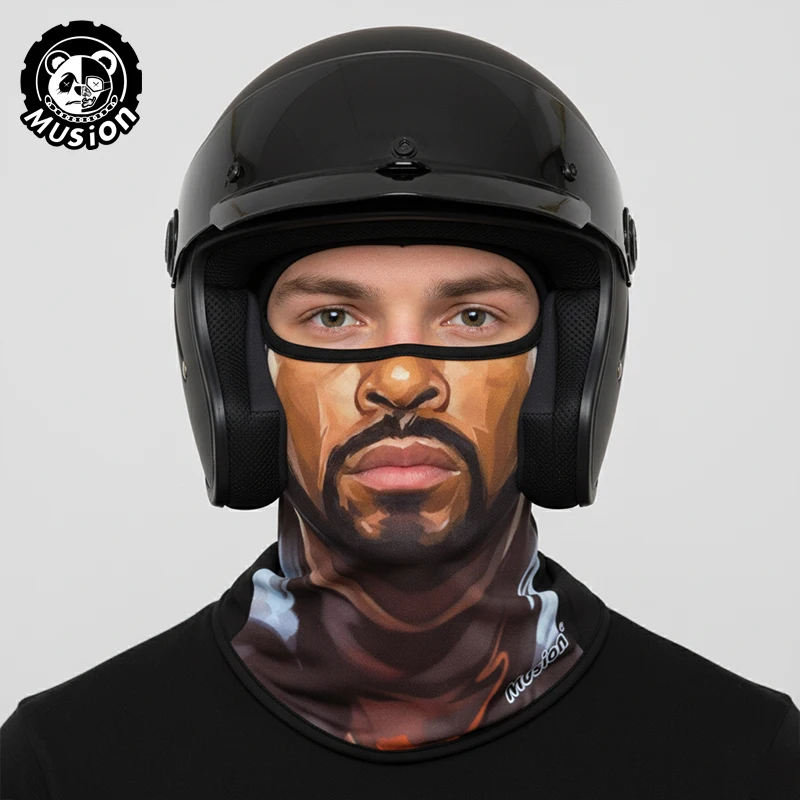 Musion Balaclava Helmet Liner Full Face Mask Skull Print Moto Topeng Muka Rider for Cycling and Riding Motorcycle
