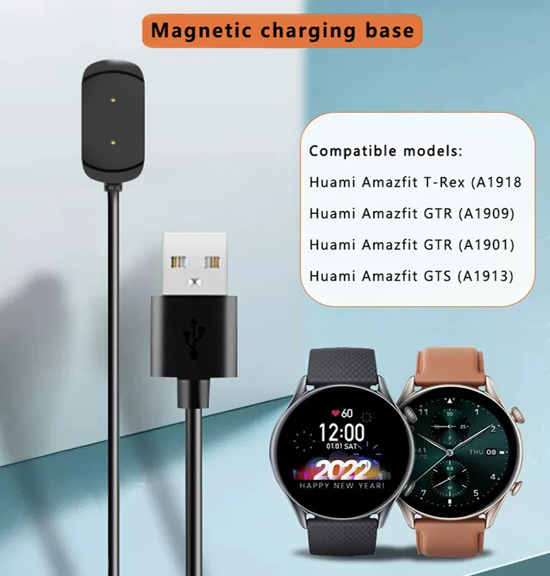 Charger for Huami Amazfit T-Rex GTR GTS 42/47mm A1901 A1909 A1918 Smart Watch USB Power Charging Cable Accessories