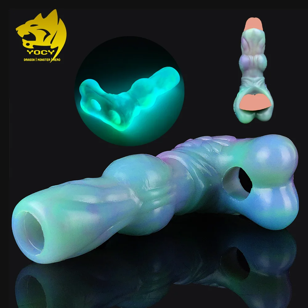 YOCY Fantasy Dog 5cm Knot Penis Sleeve Soft Silicone Cock Sheath Hollow Penis Enlargement Male Adult Sex Toy 5.9 inch