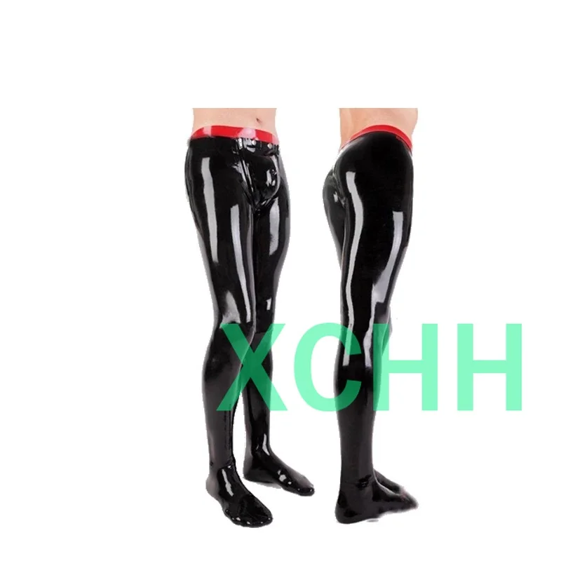 

Sexy Latex Man Pants Handmade Men Trousers with Socks with Front Flat Codpiece