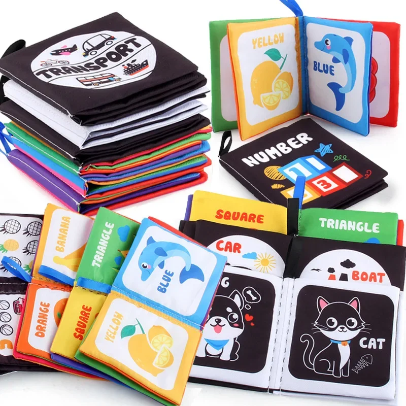 Baby Cloth Book 0-12M Animals Cognize Puzzle Educational Rustle Sound Fabric Books Infant Kids Early Learning Book Toddler Toys