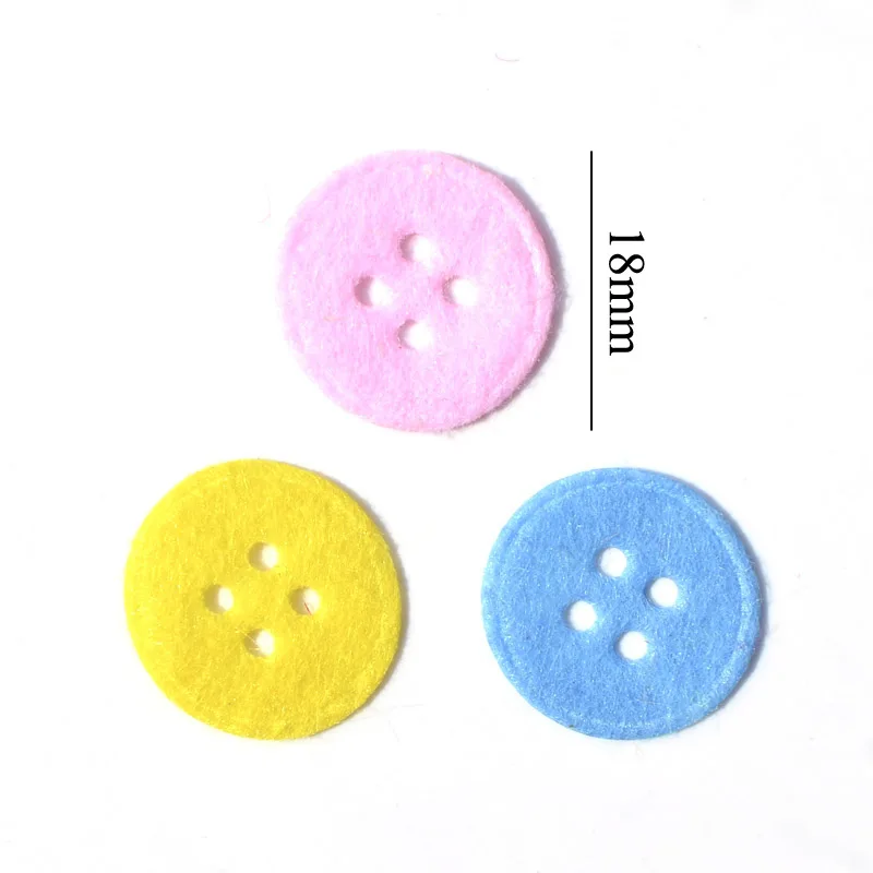 100Pcs 18mm Mixed Round Button Nonwoven Fabric Patches Felt Scrapbooking Accessories Applique for Craft/Clothing