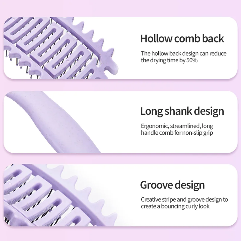 Beauty-health Curl Styling Detangled Hair Comb Set Scalp Massage Hollow Brush Hair Styling Hairdressing Defining Salon Tool