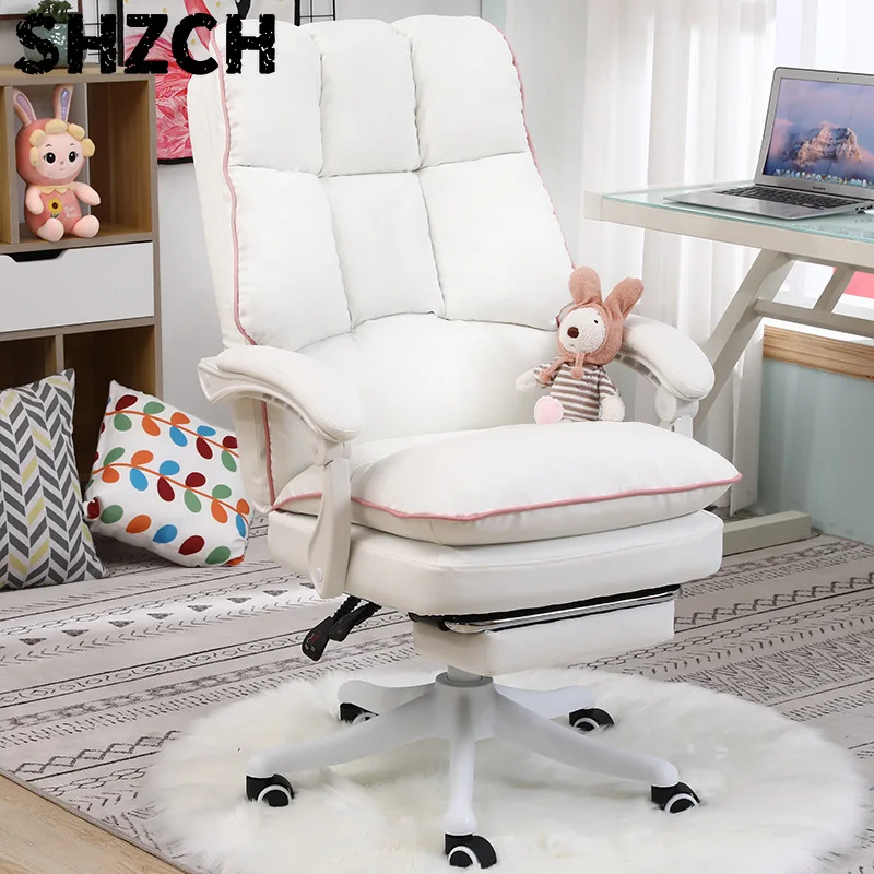Office  Reclining Armchair with Footrest WCG Computer Gaming  Internet Cafe Gamer  bedroom study  Pink white